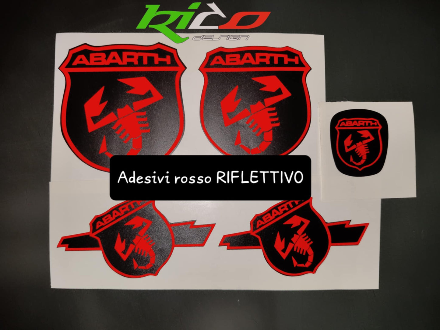 ADESIVI LOGHI ABARTH 500 595 695 REFLETTIVI