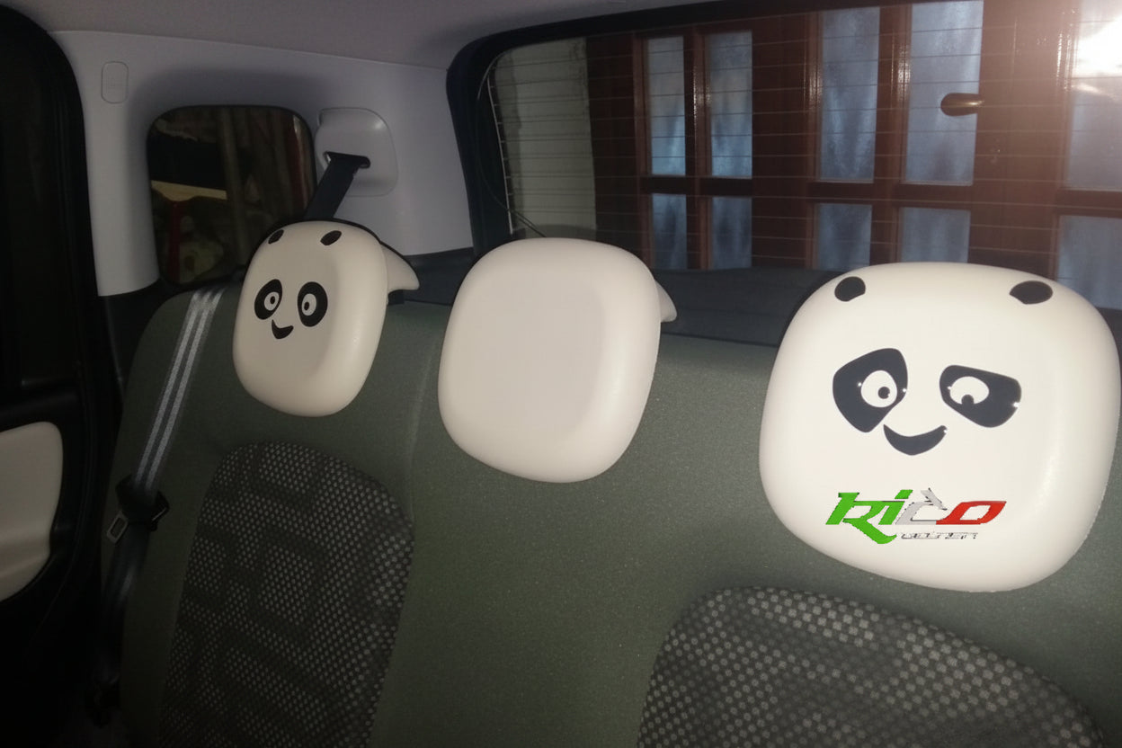 Adesivi Panda per Poggiatesta e Specchietti Auto | Set Completo