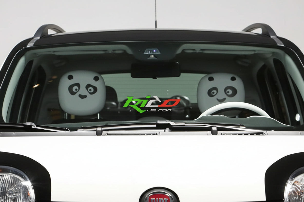 Adesivi Panda per Poggiatesta e Specchietti Auto | Set Completo