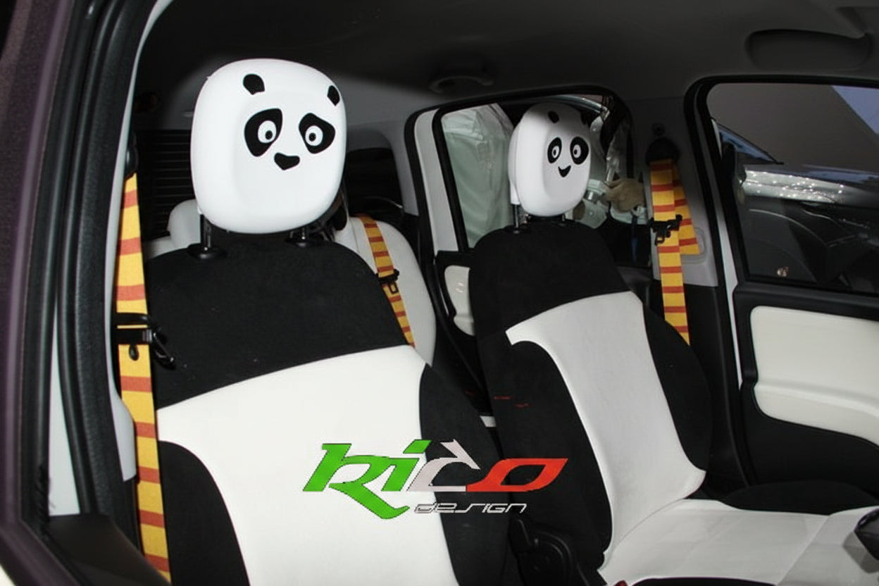 Adesivi Panda per Poggiatesta e Specchietti Auto | Set Completo
